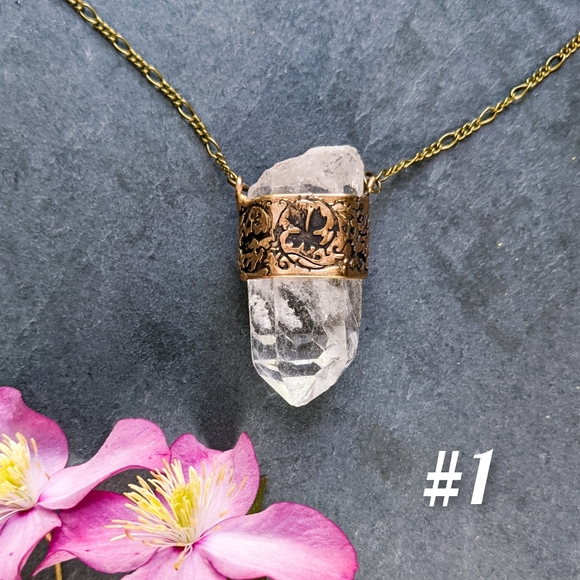 Artisan Made Quartz Crystal Point Long Necklaces - Picture 2 of 13